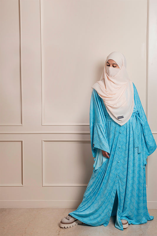 Sky Blue Minahil Cardigan Abaya