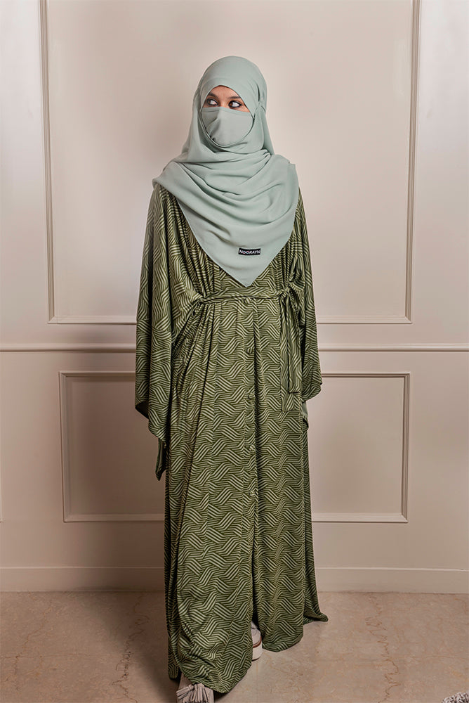 Forest Green Minahil Cardigan Abaya